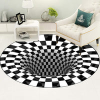 1 x RAW Customer Returns Merkts 3D Black and White Circle Stereo Vision Non-Slip Carpet for Bedroom Dining Room and Office Decoration 100x100cm - RRP €37.79