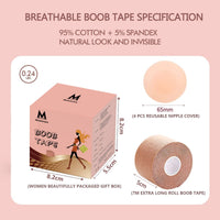 87 x Brand New Memoryee Adhesive Bra Breast Tape 7M Extra Long Roll, Push Up Boob Tape Bra Backless Strapless Bra Straps for AE Cups Large Breasts with 4 Reusable Silicone Invisible Breasts Nipple Pads - RRP €1274.55