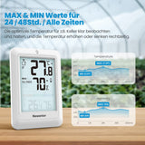 1 x RAW Customer Returns Newentor MAX MIN thermometer inside outside 24 48 hrs. all times - hygrometer humidity meter with air comfort - wireless weather station with outdoor sensor - room thermometer inside with lighting, white - RRP €15.12