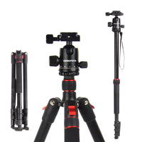 1 x RAW Customer Returns CAMBOFOTO Professional Portable Tripod 169cm Monopod 173cm, 4 Sections with 3 8 Interchangeable 360 Degree Ball Head, Aluminum Tripod with 1 4 Quick Release Plate for Nikon Canon DSLR - RRP €59.99