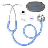 1 x RAW Customer Returns SCIAN Dual Head Stethoscope, Classic Stainless Steel Dual Head Stethoscope Kit with Free Accessories and Carrying Case for Doctors, Nurses, Children, Adults, Shimmering Blue Tube - RRP €21.17