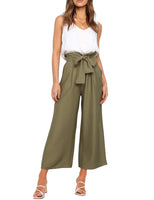 1 x RAW Customer Returns FANCYINN Women s 2 Piece Crop Pants Set with Wide Leg Wide Strap V-Neck Tank High Waist Cropped Paper Bag Pants with Belt Olive Green M - RRP €34.25