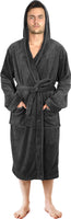 1 x RAW Customer Returns NY Threads Men s Bathrobe, Men s Robe with Hood, Fleece, Sleepwear Bathrobes X-Large, Dark Grey  - RRP €23.18