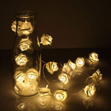 1 x RAW Customer Returns Mobxpar 3m 20 LED rose fairy lights indoor battery operated LED artificial rose fairy lights Rose fairy lights 20 flower rose garland Romantic decoration for rooms warm white  - RRP €13.1