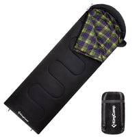 1 x RAW Customer Returns KingCamp Sleeping Bag, Versatile, Fully Expandable Outdoor Sleeping Bag with Cotton Touch Print Lining, Easy to Carry, Water Resistant, for Outdoor Camping, Black L Zip, 220 75cm  - RRP €40.27