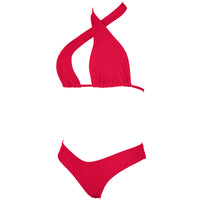 1 x RAW Customer Returns DOULAFASS Women s Bikini Set Sexy Bikini Brazilian Style Low Waist String Triangle 2-piece Bikini Red L - RRP €34.98