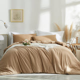 1 x RAW Customer Returns Lanqinglv bed linen 220x240cm apricot microfiber bed linen set plain solid colors double bed duvet cover with zipper and 2 pillowcases 80x80 cm - romantic and elegant - RRP €35.38