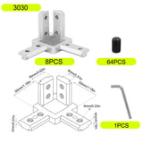 1 x RAW Customer Returns Corner connector profile connector 3030 8 pieces angle connector 3-way corner connector holder corner bracket with screws for European standard 8 mm T-slot aluminum extrusion profile 3030 8 pieces  - RRP €23.18