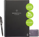 1 x RAW Customer Returns Rocketbook Fusion Reusable Digitally Connected Agenda and Notebook with Pen, Cloth and Application, Black, 7 Page Styles, A5 Size 15 cm x 22.4 cm, 42 Pages - RRP €34.52