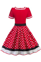 1 x RAW Customer Returns AXOE Women s Audrey Hepburn Polka Dot Rockabilly Dress Red, Size 44, 4XL - RRP €39.31