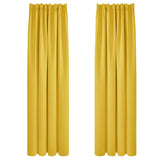 1 x RAW Customer Returns Deconovo Blackout Curtains with Gathering Tape Thick Thermal Curtains, 240x140cm Height x Width , Mustard Yellow, Set of 2 - RRP €41.9