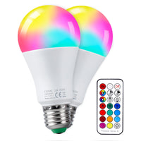 1 x RAW Customer Returns REYLAX Colored Bulbs LED RGBW Lamp E27 10W Dimmable Warm White Edison Light Bulb Dual Memory 12 Colors LED Bulbs Wireless Remote Control Included for Bar KTV Party Pack of 2 - RRP €17.14