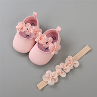 1 x RAW Customer Returns EDOTON 2 pieces toddler shoes headband, baby girls floral shoes, non-slip soft special occasions, baptism, wedding, party shoes, pink 18 EU 0-6 months manufacturer size - 1  - RRP €14.99