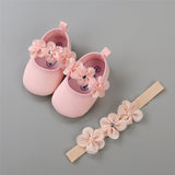 1 x RAW Customer Returns EDOTON 2 pieces toddler shoes headband, baby girls floral shoes, non-slip soft special occasions, baptism, wedding, party shoes, pink 18 EU 0-6 months manufacturer size - 1  - RRP €14.99