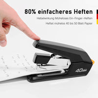 1 x RAW Customer Returns Deli Labor-saving stapler, office stapler for 40-50 sheets capacity, with 1500 staples and staple remover, for office school home desk accessories metal stapler black  - RRP €16.13