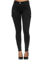 1 x RAW Customer Returns Elara Women s Cargo Jeans Slim Fit Side Pockets Chunkyrayan MA2018 Black-36 S  - RRP €27.18