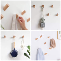 1 x RAW Customer Returns HomeDo 8 pieces wall hooks made of wood, round coat hooks made of wood, decorative coat hooks made of wood, vintage coat rack, wooden hooks, hat hooks beech-8 cm, 8p  - RRP €19.57