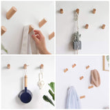 1 x RAW Customer Returns HomeDo 8 pieces wall hooks made of wood, round coat hooks made of wood, decorative coat hooks made of wood, vintage coat rack, wooden hooks, hat hooks beech-8 cm, 8p  - RRP €19.57