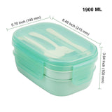 1 x Brand New NGOSUET 2 PCS 1900ml 3 Level Lunch Box for Children and Adults, Lunch Box with Compartments, Leak-Proof Lunch Box with Cutlery, Snack Box Lunch Box Food Box for School Picnic, Microwave Safe - RRP €20.4