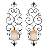 1 x RAW Customer Returns Sziqiqi Retro Style Wall Candle Holder, Iron Art Hanging Candle Holder for Home Decoration, Wall Mounted Candle Holder, Black - RRP €19.72