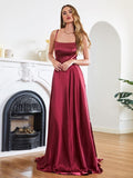 1 x RAW Customer Returns Babyonline DRESS Cocktail dress, wedding, long, slit, sexy, backless, chic, elegant, gala dress with train, burgundy, 32 - RRP €27.6