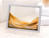 2 x Brand New PROW Glass Frame Moving Sand Sculpture Dynamic Sand Picture Abstract Landscape Sand Hourglass Picture Art Desktop Art Perfect Christmas Gift - Yellow Sand - RRP €64.5