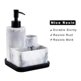 1 x RAW Customer Returns ZCCZ Soap Dispenser with Sponge Holder, Soap Dispenser Pump, Sponge Tray and Brush Holder, 3 in 1 Set, Sink Organizer, Removable Tray, Marble Look Marble Look - RRP €22.99