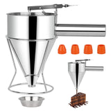 1 x RAW Customer Returns lalago dough dispenser dough portioner, pancake dough dispenser stainless steel, funnel cake dispenser dough portioner with stand and 4x funnels, for waffles, muffin mix bakery 1200ml  - RRP €27.26