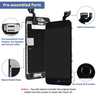 1 x RAW Customer Returns Yodoit Complete Display for iPhone 6s Plus LCD Screen Pre-Assembled Black with Home Button, Digitizer Assembly Glass Touchscreen Front Camera Proximity Sensor Repair Kit Replacement Screen Tools - RRP €31.19