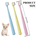 1 x Brand New Pack of 3 dog toothbrushes, ultra-soft bushy nano bristles dog toothbrushes, cat toothbrush, tongue brushing, deep cleaning, oral care toothbrush for small dogs and cats blue, yellow, pink  - RRP €25.2