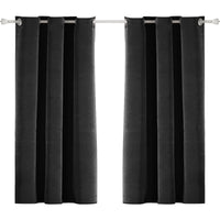 1 x RAW Customer Returns Ystyle Velvet Curtains for Interiors 2 Pieces, 100 Blackout Curtains, 140 145cm, Cold and Hot Thermal Insulating Curtain, Living Room Bedroom Curtains, Sound Absorbing Curtains with Rings, Black - RRP €29.99