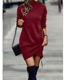 1 x RAW Customer Returns ABYOVRT Women s Hoodie Dresses Long Turtleneck Warm Pullover Dress Plush Sweat Dress Long Sleeve Sweatshirt Casual Dress Autumn Winter Wine Red S - RRP €32.26