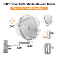 1 x RAW Customer Returns FFowcye 9 inch cosmetic mirror with magnification, 1X 7X makeup mirror wall mounted, double-sided wall mirror shaving mirror, 360 rotatable magnifying mirror for bathroom spa and hotel - RRP €32.99