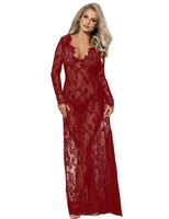 1 x RAW Customer Returns comeondear women s dresses sexy lace long long sleeve V-neck negligee pregnancy maternity dress cocktail dress evening dress, L XL 40 EU 42EU, red - RRP €28.99