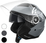 1 x RAW Customer Returns Westt jet helmet with visor and sun visor motorcycle helmet men women scooter helmet moped helmet moped chopper helmet motorcycle half helmet open-face helmet pilot helmet ECE DOT certified - RRP €70.97