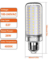 1 x RAW Customer Returns SAUGLAE 26W LED Lamps, 200W Incandescent Equivalent, 4000K Neutral White, 3000Lm, E27 Edison Screw LED Bulbs, 3 Pack - RRP €22.98