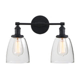 1 x RAW Customer Returns Phansthy Wall Light Wall Lamp 2 Flaming Clear Glass Bell Wall Light Vintage Industrial Indoor Modern Wall Lighting Loft Wall Lamp Kitchen Wall Light Black Color  - RRP €89.99