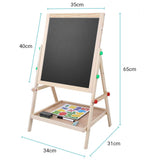 1 x RAW Customer Returns Ejoyous children s wooden board, 2 in 1 double-sided height-adjustable standing board, writing board, easel, wooden magnetic board, game board for children from 3-12 years, 65x35x31 cm - RRP €40.69