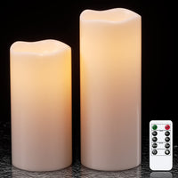 1 x RAW Customer Returns Eldnacele Waterproof Flameless Candles with Remote Control Timer Function, Battery Operated Large Flickering LED Pillar Candles for Outdoor Garden Lanterns Decoration White, 10cm x 20cm 25cm  - RRP €25.2