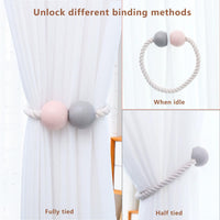 4 x Brand New Pack of 4 curtain tiebacks, magnetic curtain holder, curtain clip decoration for bathroom, children s room, outdoor area pink gray  - RRP €37.76