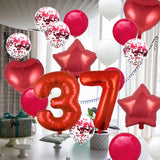 2 x Brand New 37th Birthday Balloons, 37th Birthday Red, 37 Balloons, Party Supplies, Number 37, Mylar Balloons, Latex Balloons, Gifts for Girls, Boys, Women, Men - RRP €38.4