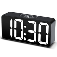 1 x RAW Customer Returns Eachui LED digital alarm clock with USB charging port, large digit display, brightness and volume adjustable, snooze, 12 24HR, digital clock mains operated black white  - RRP €20.16