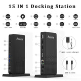 2 x RAW Customer Returns Aceele USB C Docking Station Triple Display Hub USB C 15 in 1 SD TF, HDMI, VGA, LAN, Audio, 100W PD, Multiport Adapter for MacBook Pro Air, Dell XPS, HP, Surface, Lenovo - RRP €104.88