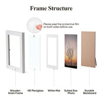 6 x Brand New Nacial A4 Frame 21x29.7cm, Set of 4 Wooden Design Wall Photo Frames, A4 Photo Frames with Acrylic Glass for Wall Decoration - RRP €151.2