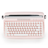 1 x RAW Customer Returns YUNZII ACTTO B303 Wireless Typewriter Keyboard, Aesthetic Retro Bluetooth Keyboard with Built-in Stand for Multiple Devices B303, Baby Pink  - RRP €64.22