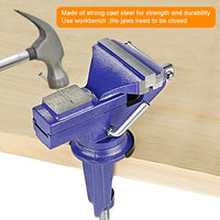 1 x RAW Customer Returns Table Vice with 360 Degree Rotating Base, Jaw Width 80mm, Table Clamp with Anvil for Woodworking, Crafts, Cutting, Drilling - Blue - RRP €24.0