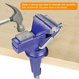 1 x RAW Customer Returns Table vice, 80 mm small vice clampable for workbench, vice rotatable 360 with anvil and axis for woodworking, drilling, cutting - RRP €27.13