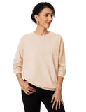 1 x RAW Customer Returns Tapata Women s Round Neck Sweatshirts Long Sleeve Pullover Sweatshirt Soft and Comfortable Top Drop Shoulders Loose Fit, Beige, XL - RRP €33.26