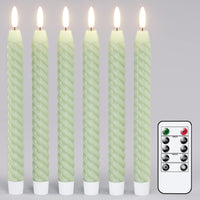 1 x RAW Customer Returns Eldnacele LED Taper Candles Flickering with Remote Control and Timer Function, Battery Operated Real Wax Spiral Window Candles Electric Taper Candles for Christmas, Home Decoration 2 x 25cm, Green  - RRP €21.17