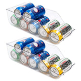 1 x Brand New BUZIFU 2 Pack Cans Drinks Organizer Refrigerator Plastic Refrigerator Can Holder Stackable Drinks Cans Dispenser Organizer Transparent Can Dispenser for Freezer Fridge - RRP €16.42